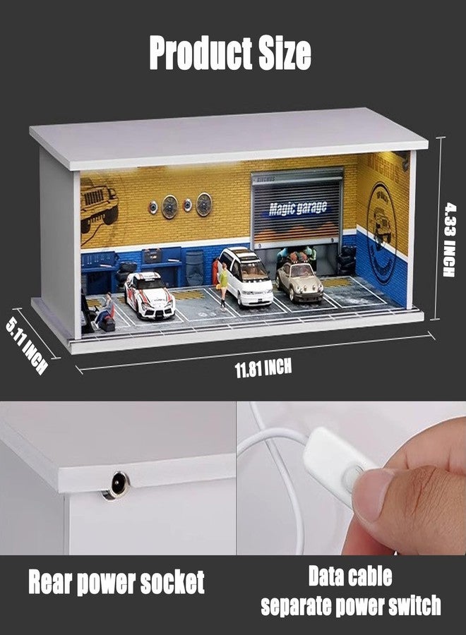FQDGTFA Display Case for Hot Wheel with LED Light Stackable Mega Garage Storage for 1:64 Matchbox & Diecast Cars 6-Slot Parking Diorama with Illuminated Showcase (Caution-line) - Image 5